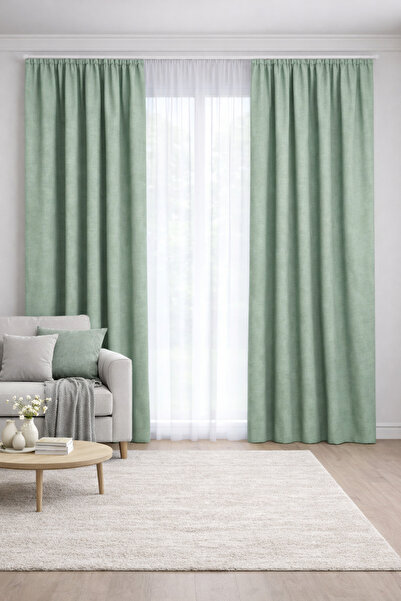 SHY TEKSTİL Lüks 1.Sınıf Elegance Series Su Yeşili Petek Kadife Dokulu Tek Ka...