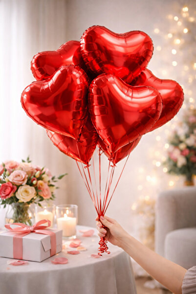 MACK PLUS 18 İnç Kırmızı Kalp Folyo Balon – Helyum Uyumlu, Parlak ve Dayanıkl...
