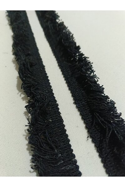 ULUPAMİR سجادة سوداء مع شراشيب على الحواف