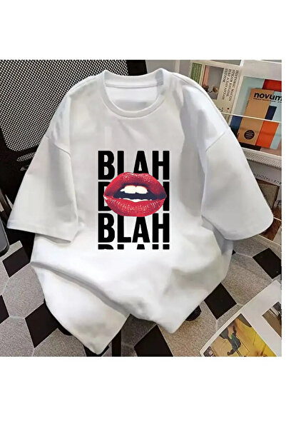 Le Savu Washable Blah Blah Blah Printed Unisex Oversize T-Shirt