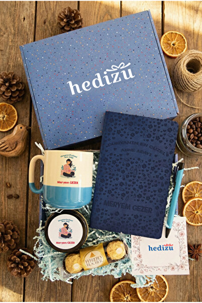 Hedizu Hamile Anne Adayı Hediye Kutusu Mavi - S012 - Anneler Günü Hediyesi X7...