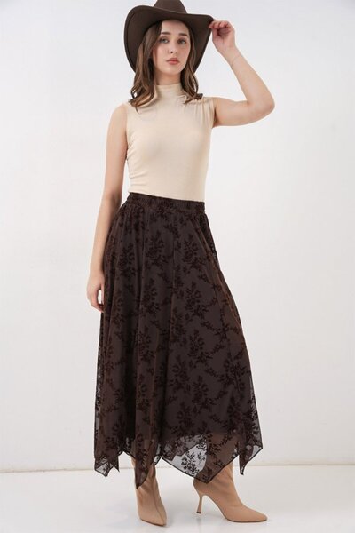 COjans Patterned Lined Skirt 8059 - Brown