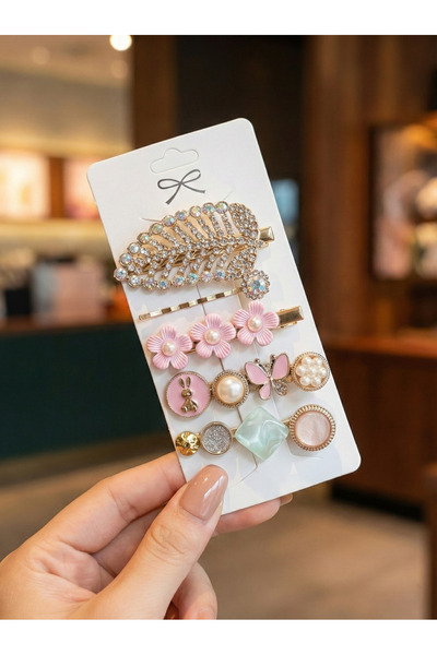 GLANZEND Γυναικείο Σετ με 4 χρυσές μεταλλικές αγκράφες λουλουδιών