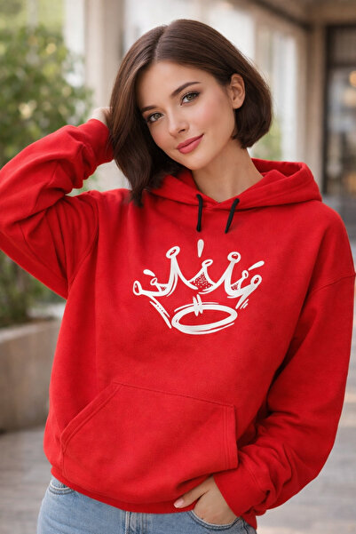 Infire clothing Unisex Oversize 100% Cotton Crown Printed Hooded Sweatshirt