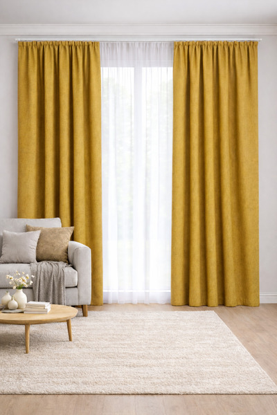 SHY TEKSTİL Lüks 1.Sınıf Elegance Series Hardal Sarısı Petek Kadife Dokulu Te...