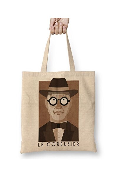 Toyaso حقيبة تسوق من القماش الأبيض من لو كوربوزيه بمقبض طويل، حقيبة للشاطئ