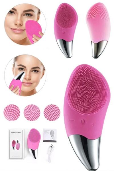 Byanes Fuşya Ultrasonic Yüz Temizleme Fırçası 5 Titreşim Modu Cilt Masaj Yüz ...