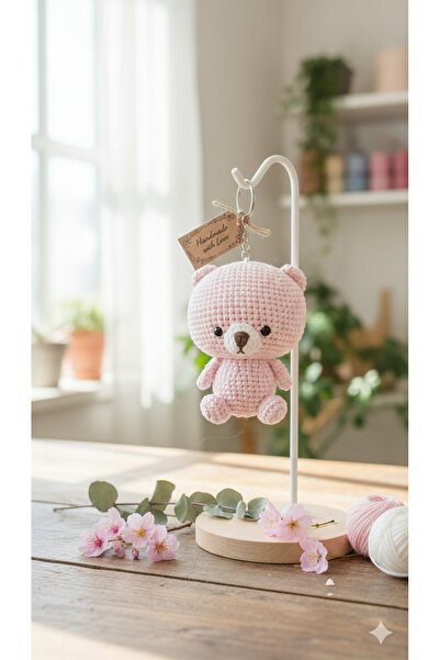 Şirin El Yapımı Peluş Amigurumi Örgü Ayıcık Anahtarlık - Sevimli Peluş Figürl...