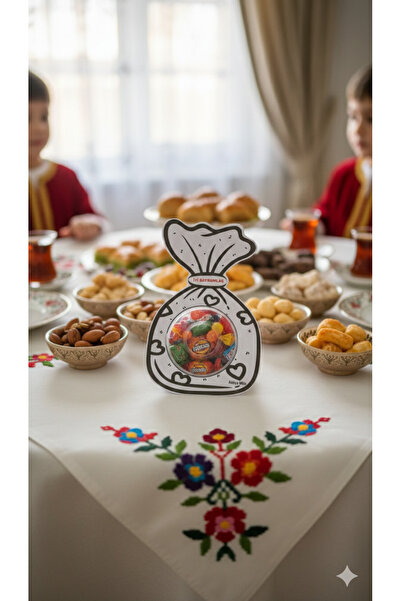 ATÖLYE MİLLA Siyah beyaz ramazan ayı hediyelik şeker kutusu