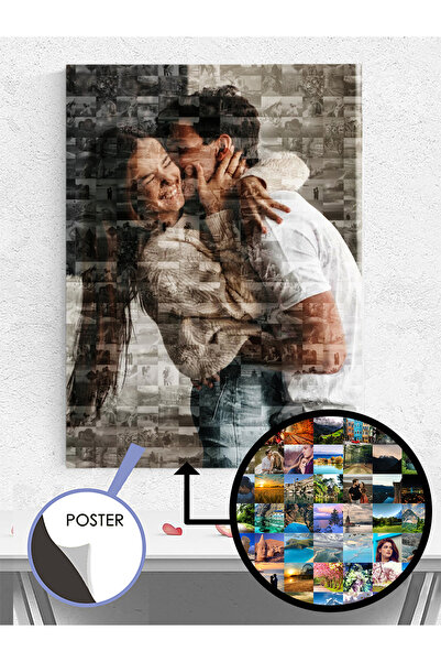 Postermanya Kişiye Özel Mozaik Fotoğraf Kolaj Tasarımlı Poster - Sevgiliye He...