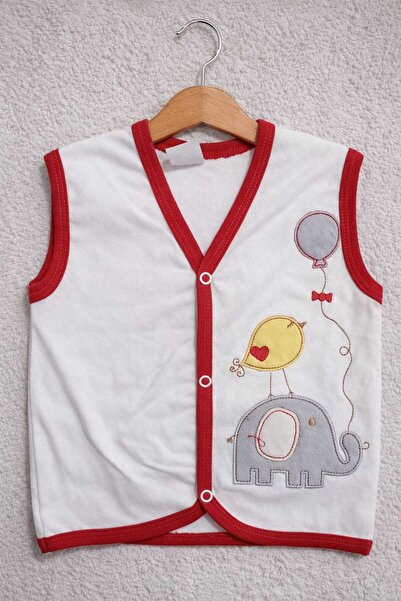 krm kerem bebe Pamuklu Çıtçıtlı Desenli Penye Bebek Yelek