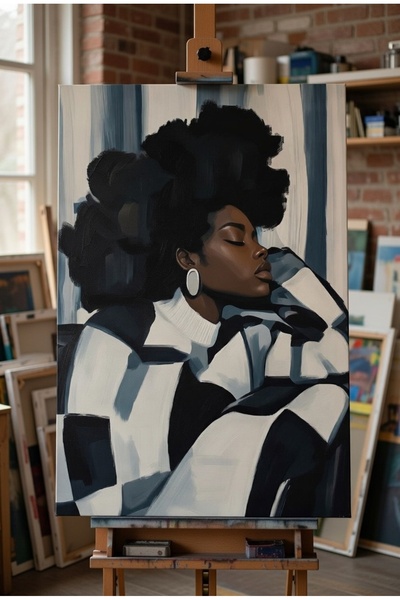 Nurşahın Resimleri El Yapımı Retro Kadın Kanvas Tablo