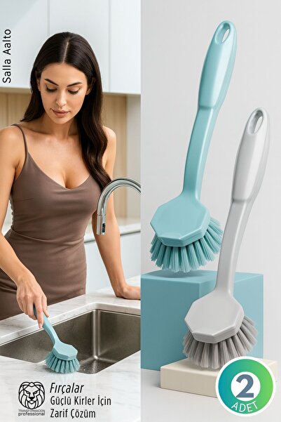 Transformacion 2-Piece Kitchen Sink and Pot Brush Set - Ergonomic Dishwashing...