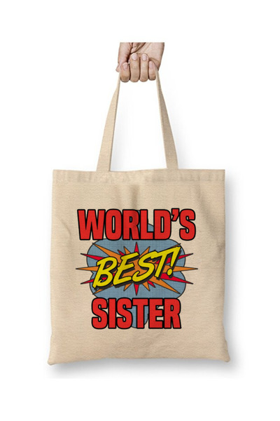 Toyaso The World's Best Sister Big Sister Gift White Cloth Bag Long Handle Sh...
