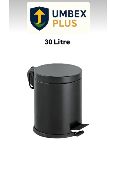 UMBEX PLUS 30 Litre Krom, Metal Paslanmaz Çöp Kovası Çöp Kutusu Pedallı Amort...