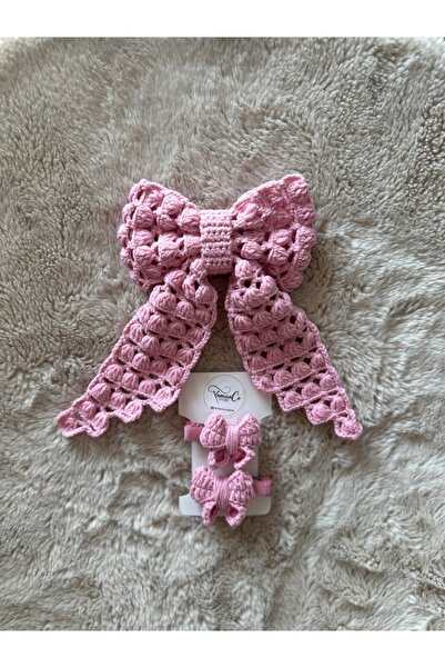 YamanCo Store El Yapımı Anne-Kız Uyumlu Örgü Toka Seti