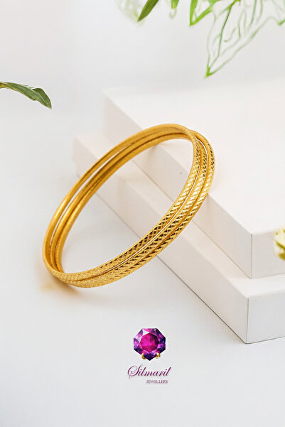 Silmaril Store 3’lü Ajda Bilezik Altın Kaplama Paslanmaz Çelik - Düz Kalın / ...