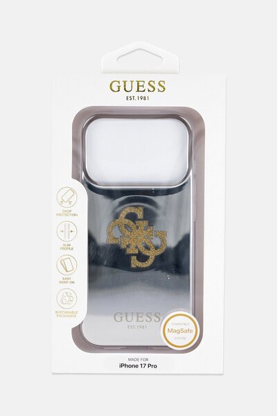Guess جراب مرآة MagSafe لهاتف iPhone 17 Pro، ذهبي