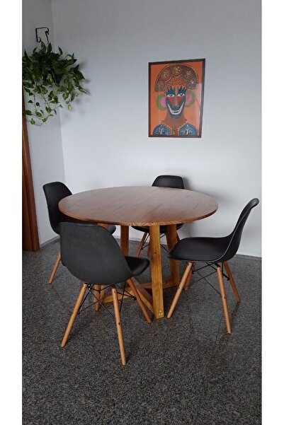 shardywood Ahşap Yuvarlak Yemek Masası Cafe Masası