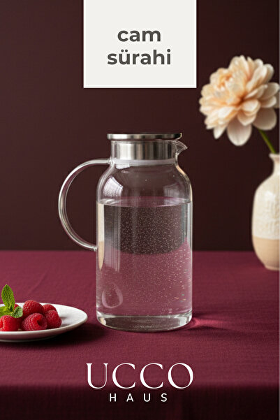 UCCO 1800 ml Premium Borosilikat Cam Sürahi Vakum Kapaklı Modern Pinterest Ka...