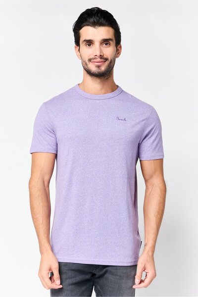 BENCH Men Crew Neck Short Sleeve Embroidered Logo T-Shirt, Lilac