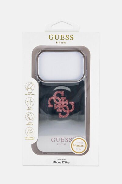 Guess جراب هاتف متوافق مع ماج سيف لهاتف آيفون 17 برو، فضي