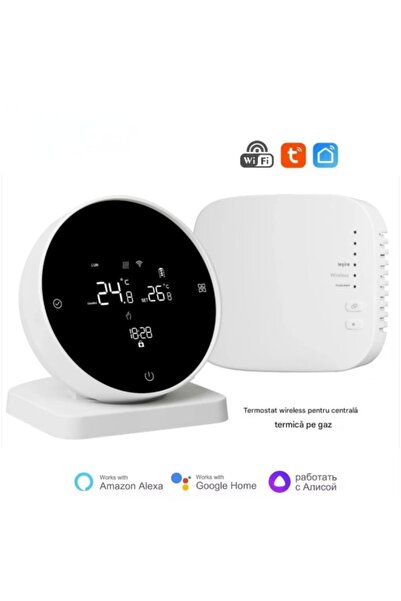 CerCip Termostat Wireless pentru Centrala, Wifi, Tuya APP, USB-C sau Baterii,...