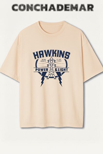 Vordevia Stranger Things Hawkins Printed Premium Oversize Cotton T-Shirt