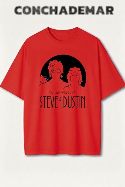 Vordevia Tricou din bumbac premium supradimensionat cu imprimeu Stranger Thin...