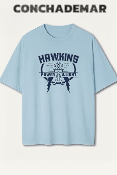 Vordevia Stranger Things Hawkins Printed Premium Oversize Cotton T-Shirt