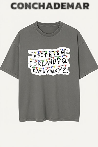 Vordevia Tricou din bumbac premium supradimensionat cu imprimeu Stranger Thin...