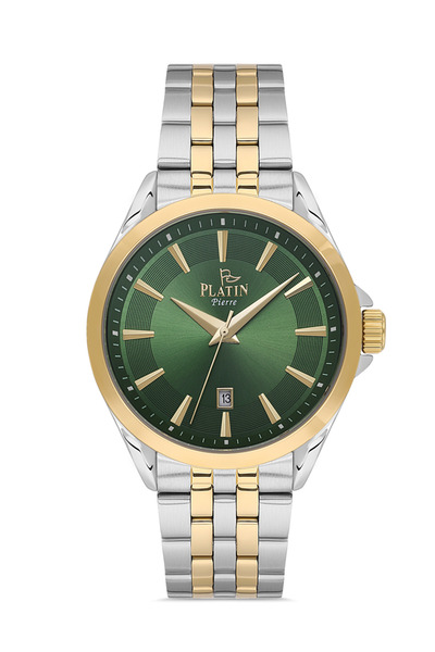 Platin Pierre Hds-Pl-1303Ga-D10 Steel Cord Calendar Men's Wristwatch