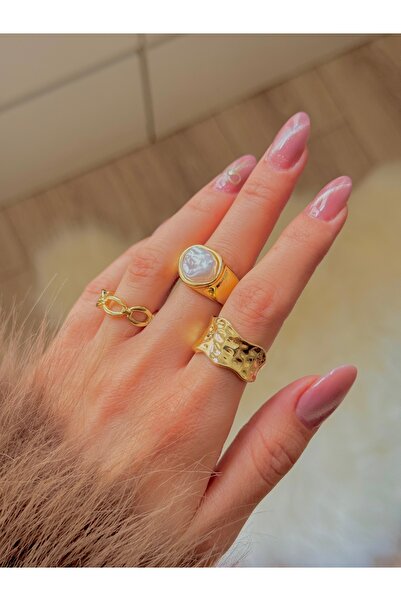 YOUES JEWELRY طقم خواتم نسائية من الفولاذ مكون من 3 قطع