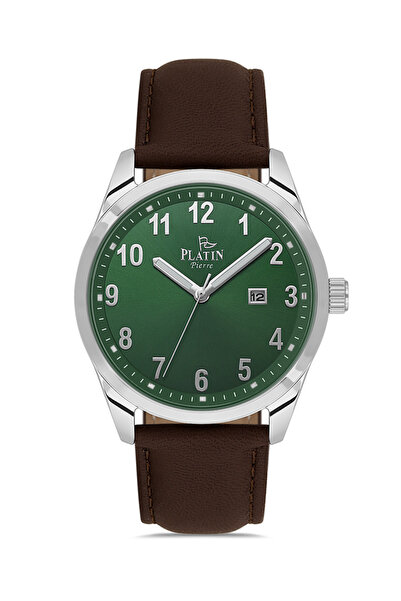 Platin Pierre Hds-Pl-1219Gb-K10 Leather Cord Calendar Men's Wristwatch