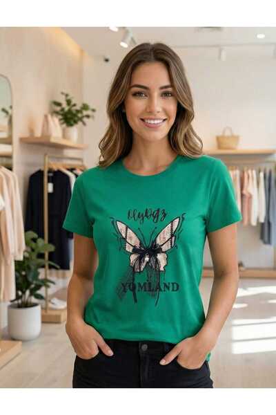 ihaoo Women's T-shirt with Butterfly print