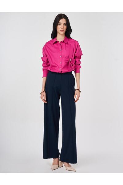 KYR Cima Stitched Rayon Trousers Dark Navy Blue
