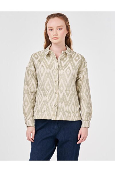 KYR Jachetă cu model geometric verde mucegai