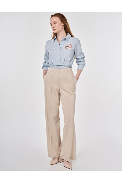 KYR Cima Stitched Rayon Trousers Stone