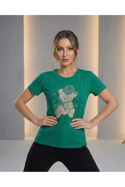 ihaoo Women's white T-shirt with bear print