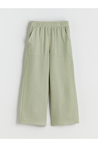 LC Waikiki Meral kolekcija kaki pantalona za devojčice od muslina sa elastičn...