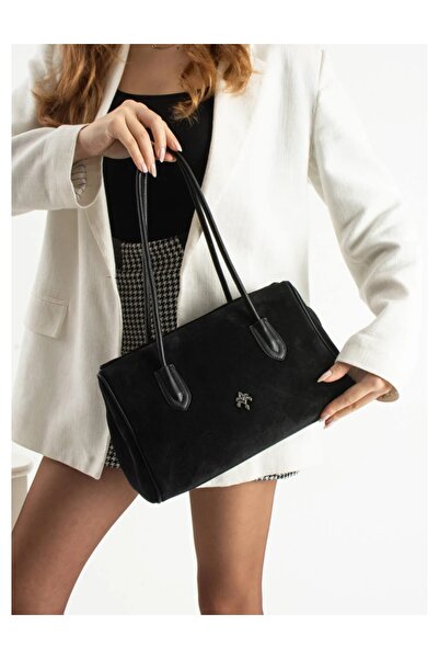 Jacquline Hakiki süet deri kadın el omuz çapraz çanta