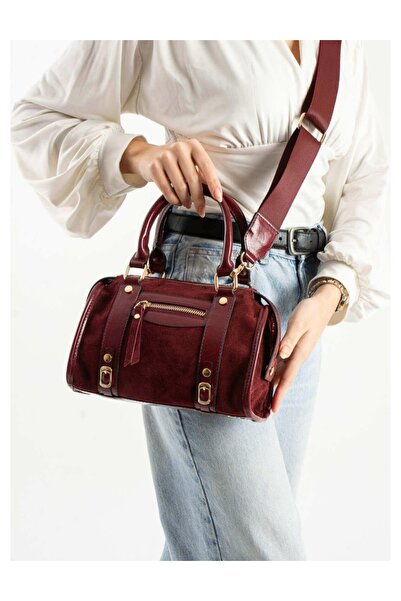 Jacquline Hakiki süet deri kadın el omuz çapraz çanta