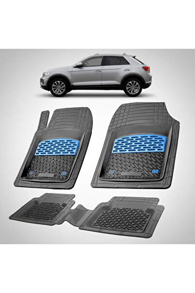 TEAMCAR Tray Type Car Mats Compatible with Volkswagen T-Roc I (2017-2021) - Blue
