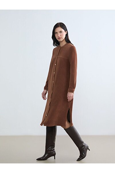 LC Waikiki LCW Grace Bisiklet Yaka Fitilli Kadife Kadın Ferace