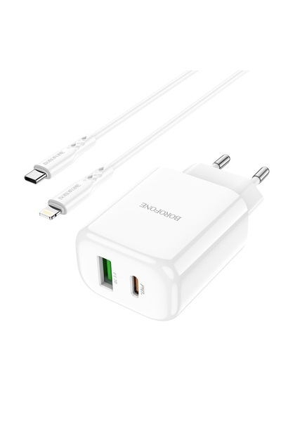 Borofone Adaptor de alimentare BN4 cu cablu Lightning, încărcare rapidă, 20W,...
