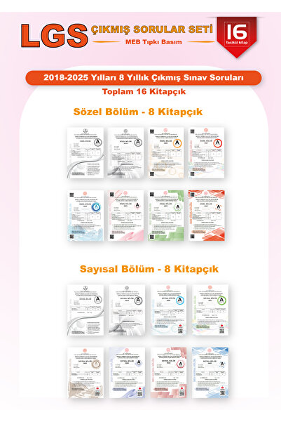 Yetsis Yayınları LGS Çıkmış Sorular Son 8 Yıl (2018-2025) MEB Birebir Basım