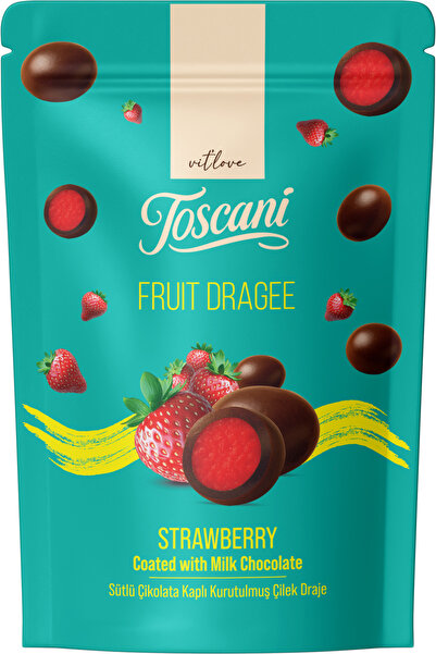 vit'love toscani Toscani Sütlü Çikolata Kaplı Çilek Draje