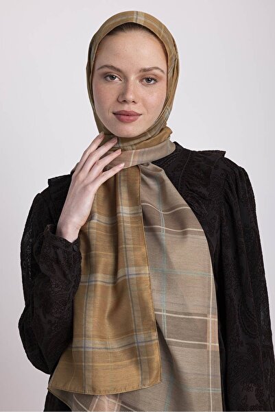 Ayshara Pera Patterned Double-Sided Shawl - Mustard