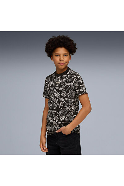 Puma Черна тениска за момчета Aop от средата на 90-те години