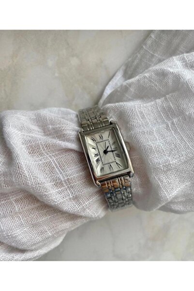 MyleeButik Gümüş Roma Rakamlı Dikdörtgen Model Kadın Kol Saati